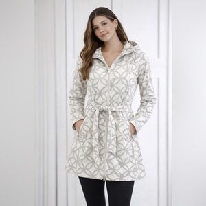 Lululemon Athletica Geometric Trench Coat - Cream and Gray